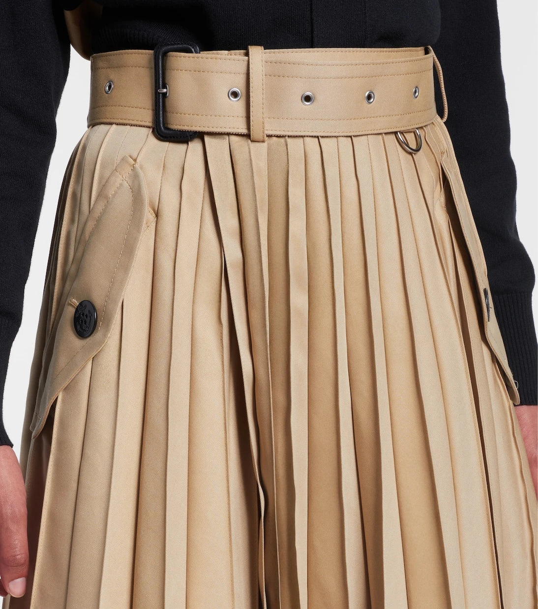 Sacai - Cotton-blend gabardine midi skirt
