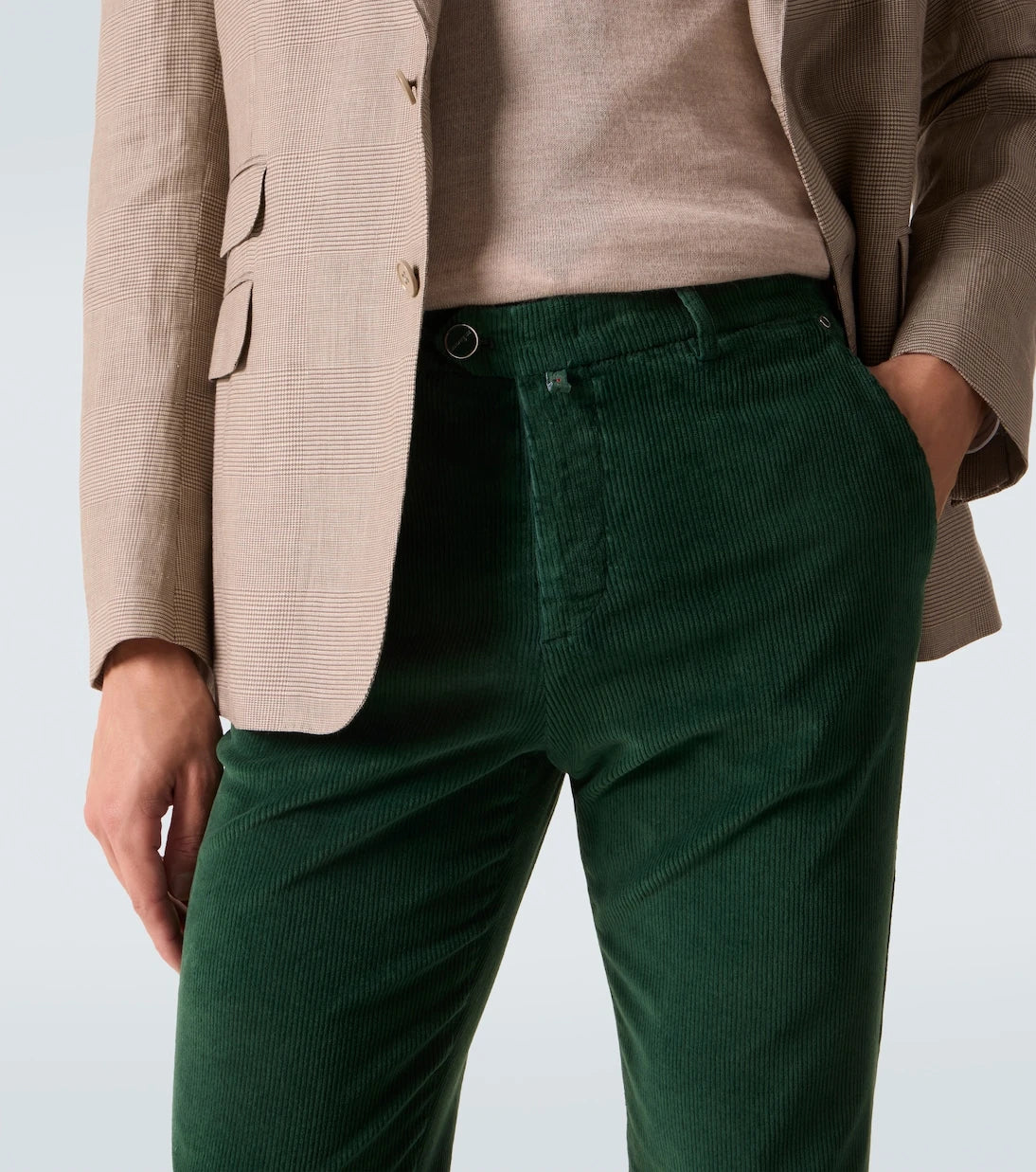 Kiton - بنطال نحيف من القطن المخلوط المخملي المضلع