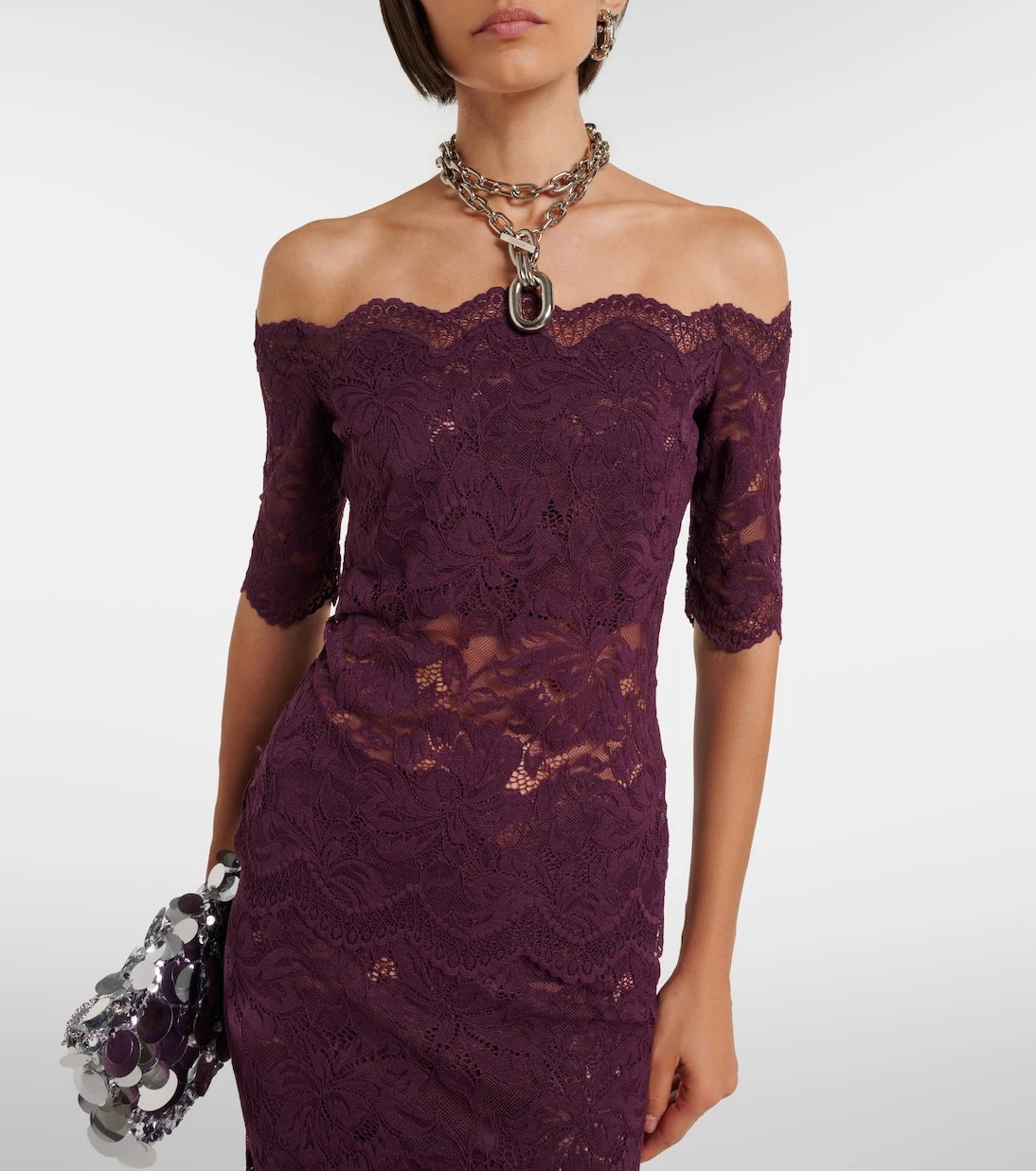Rabanne - Off-shoulder lace top
