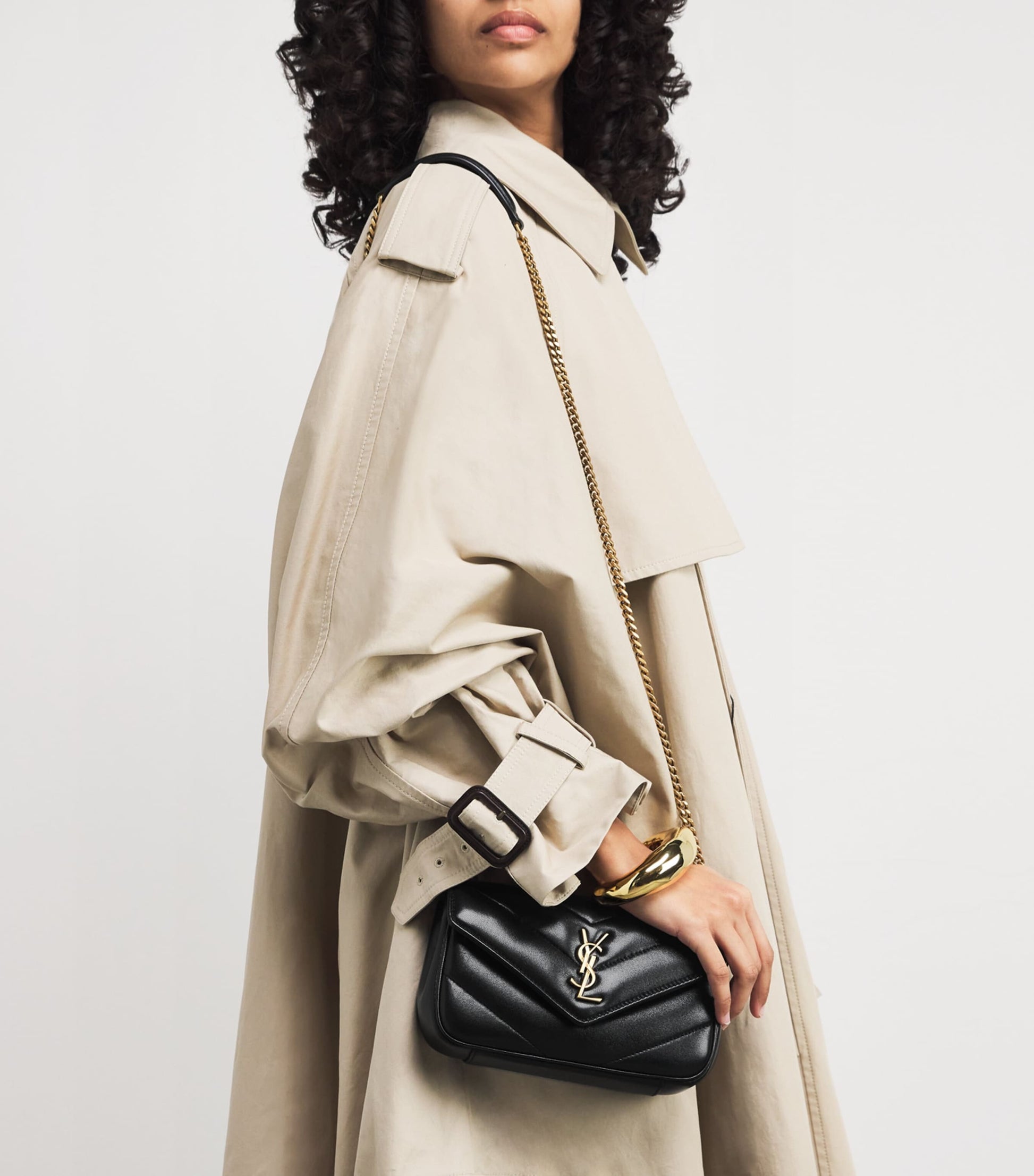 Saint Laurent Black Small Loulou Matelassé Shoulder Bag