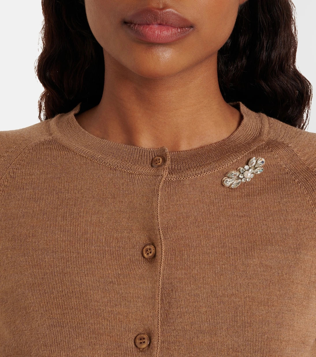Simone Rocha - Embellished cropped wool and silk cardigan
