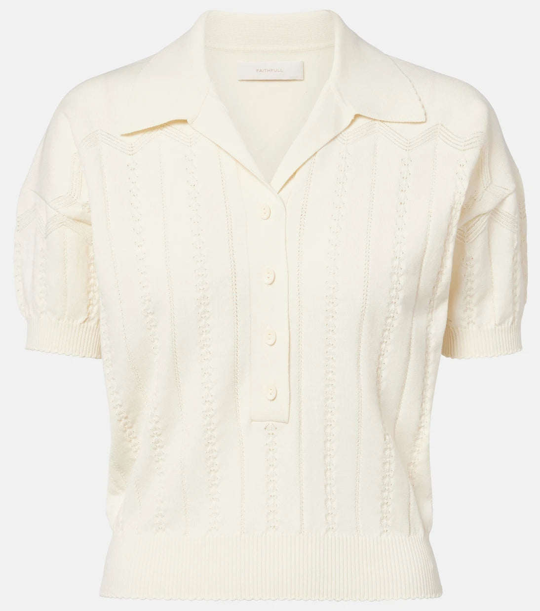 Faithfull - Acme pointelle cotton-blend polo shirt