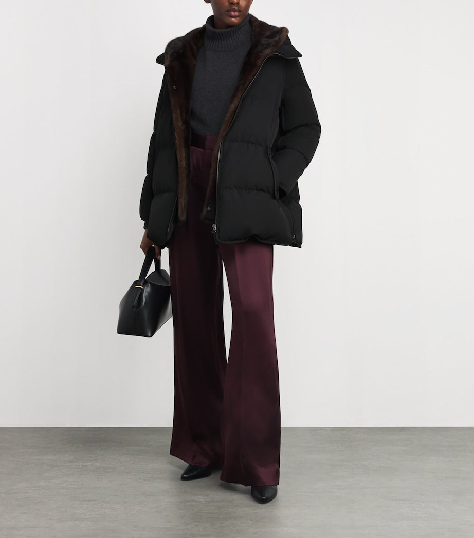 Yves Salomon Black Down-Mink Technical Puffer Jacket (76cm)