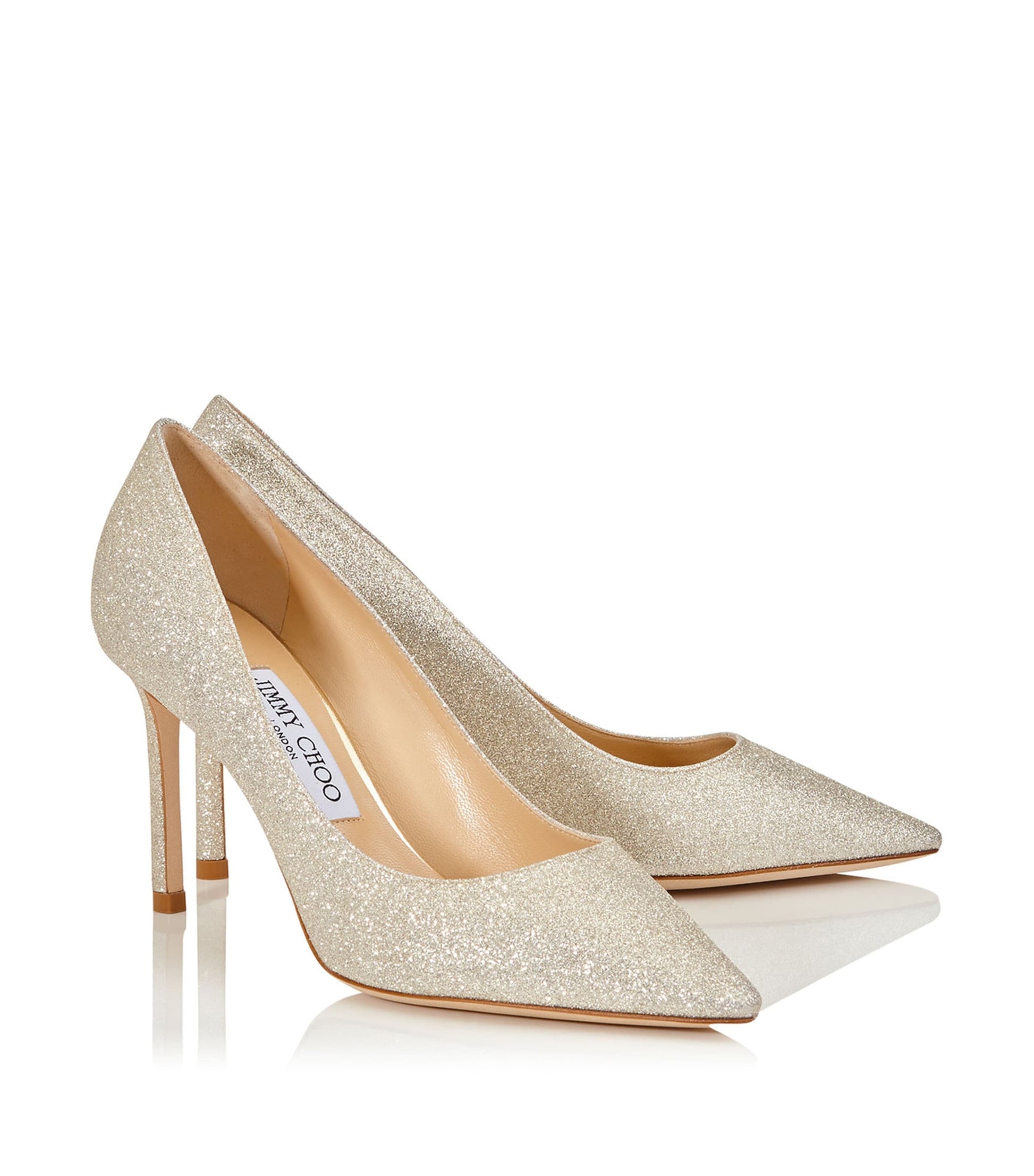 Jimmy Choo Silver Romy 85 Glitter Pumps