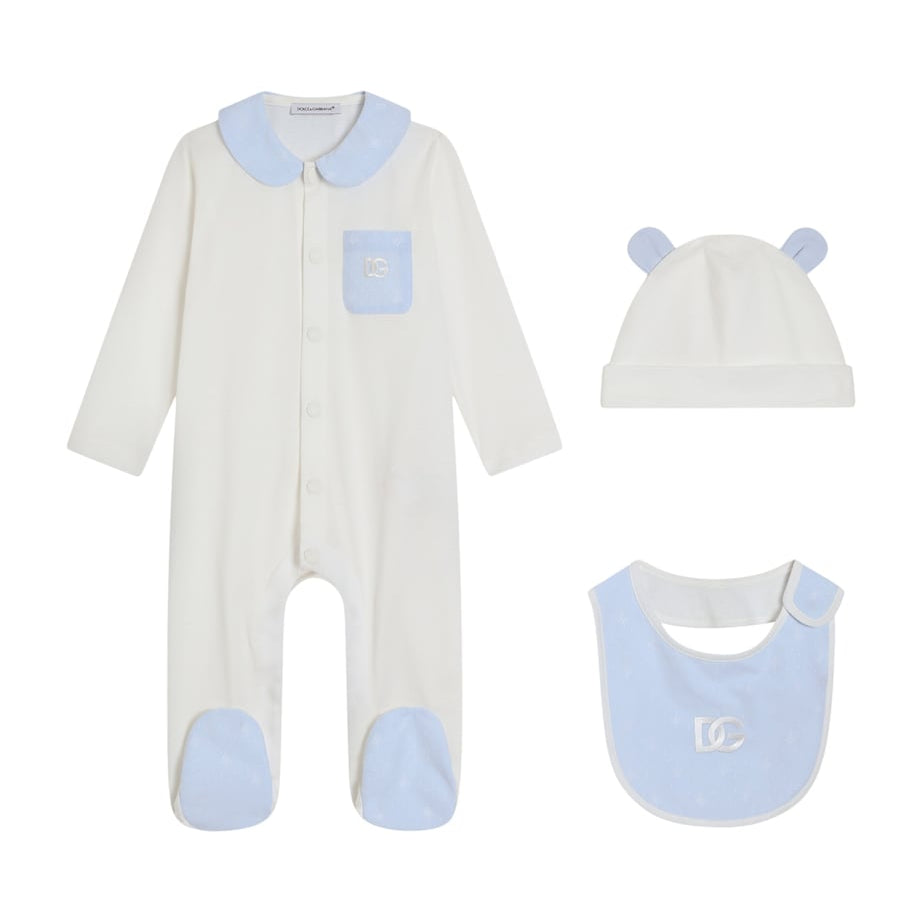 Dolce & Gabbana Kids Cotton All-In-One, Bib and Hat Set (0-24 Months)