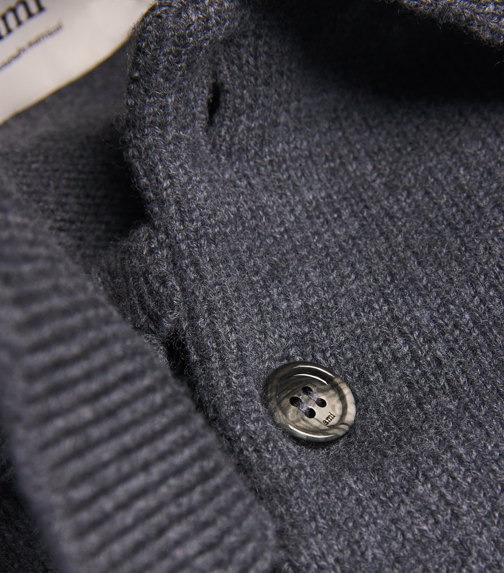 AMI Paris Black Wool Ami de Coeur Polo Sweater