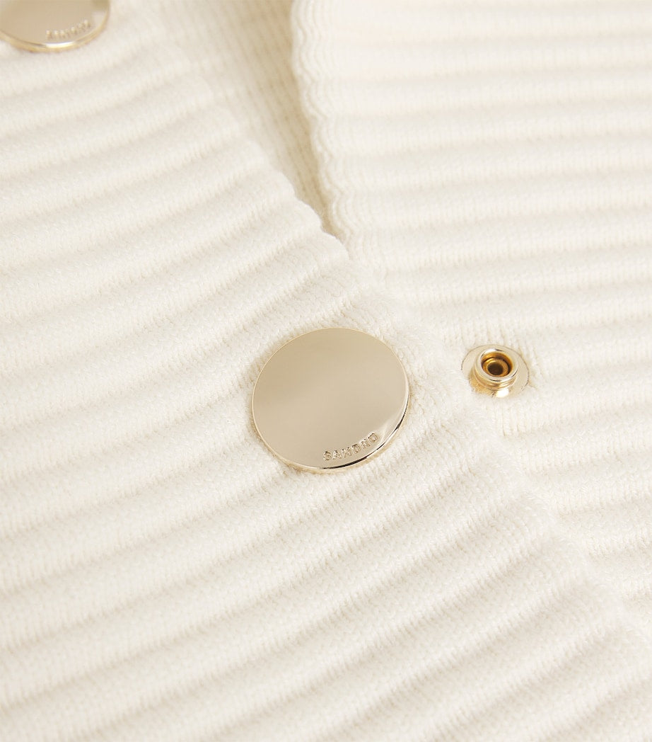 Beige Textured-Knit Cardigan