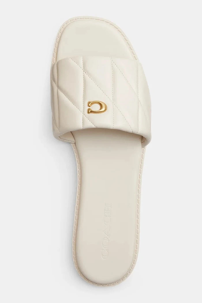 Coach чехли с равна подметка дамски от кожа Holly Quilted Leather Sandal