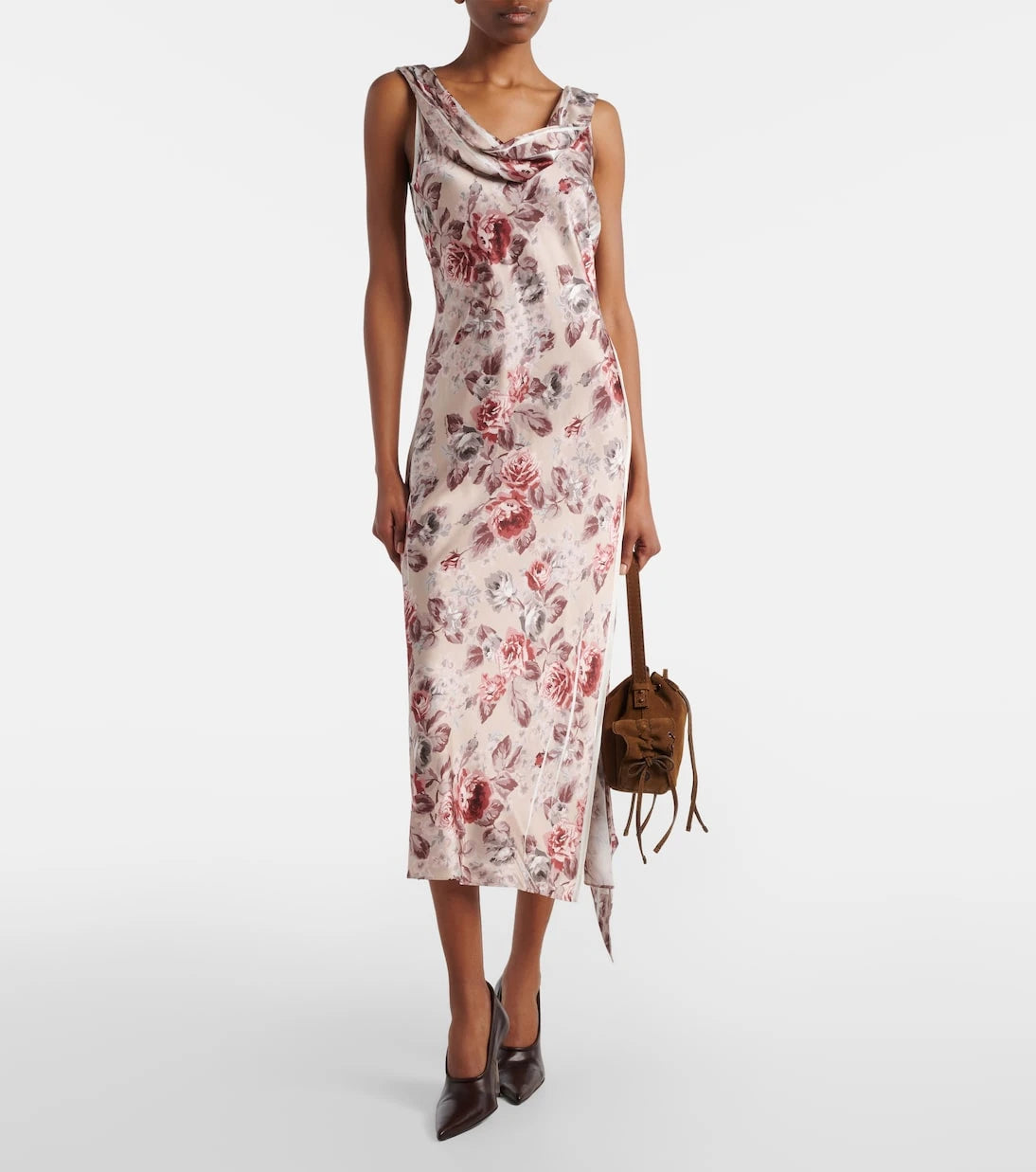 Acne Studios - Scarf-detail floral midi dress