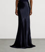 Ralph Lauren Collection Navy Satin Masina Maxi Skirt