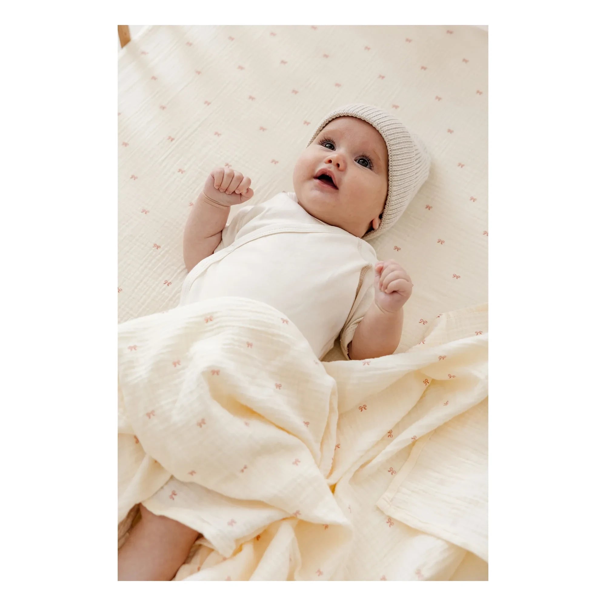 Soft Spot - Ribbon swaddling diaper in organic cotton | Ecru
