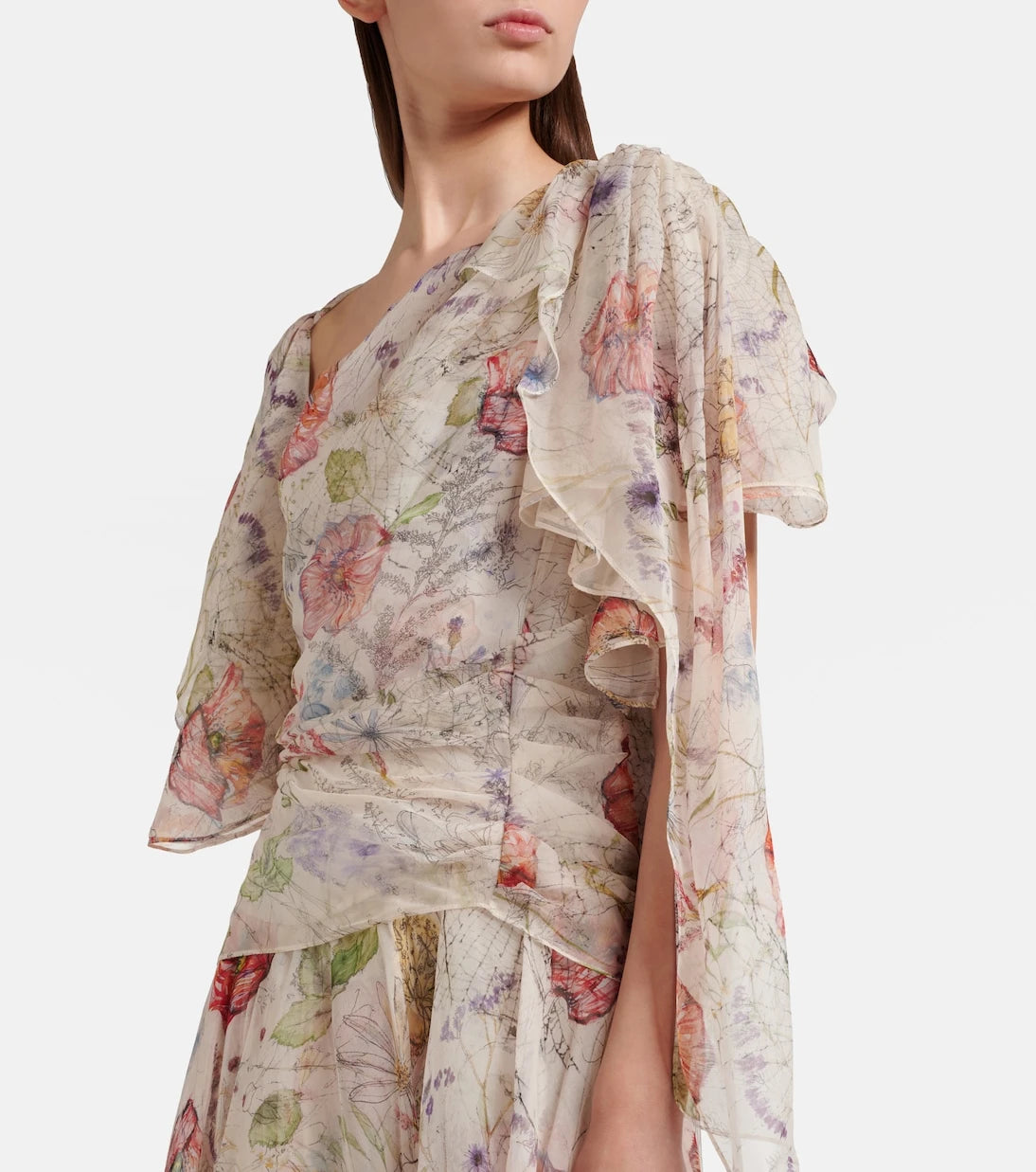 McQueen - Meadow floral silk chiffon gown
