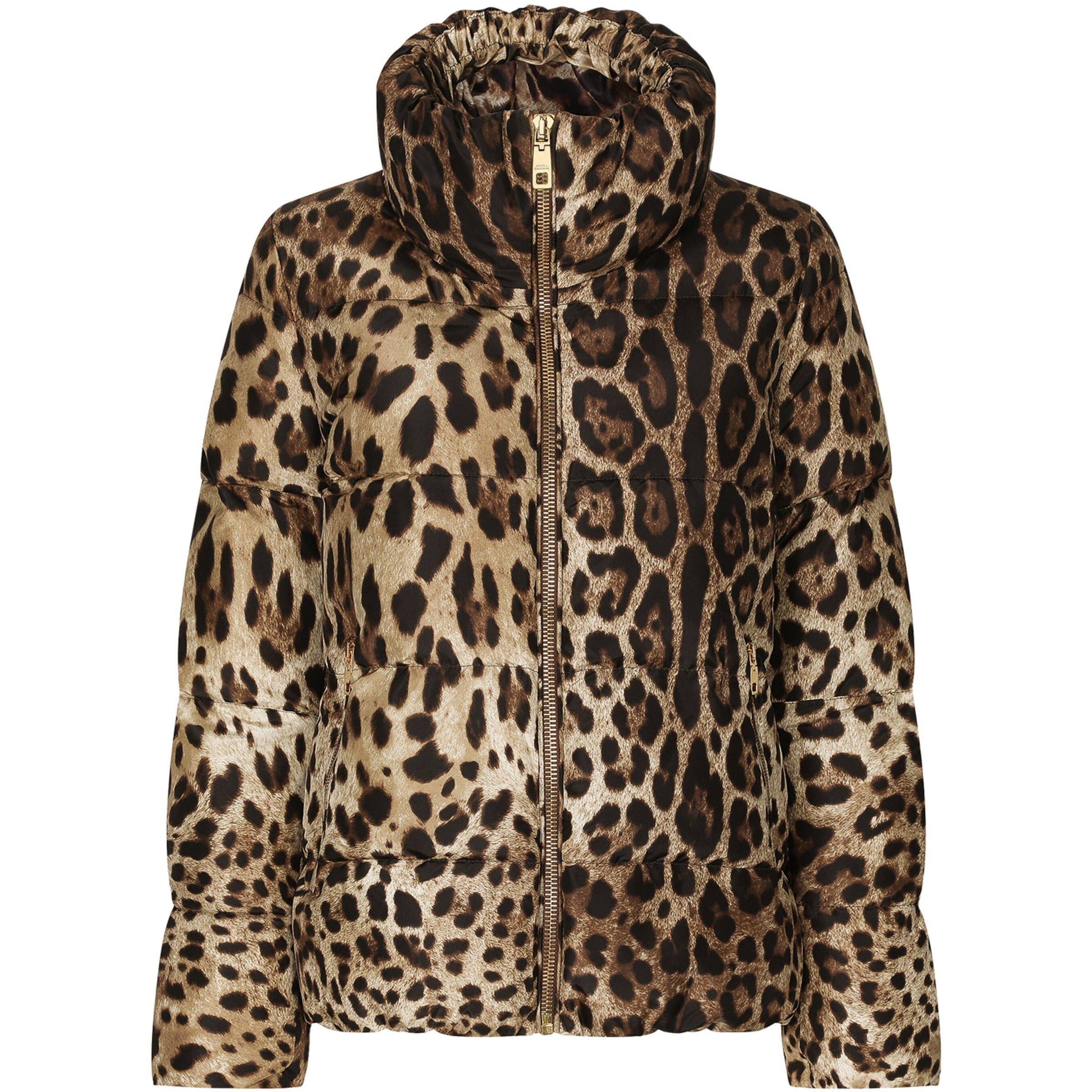 Multi Leopard Print Puffer Jacket
