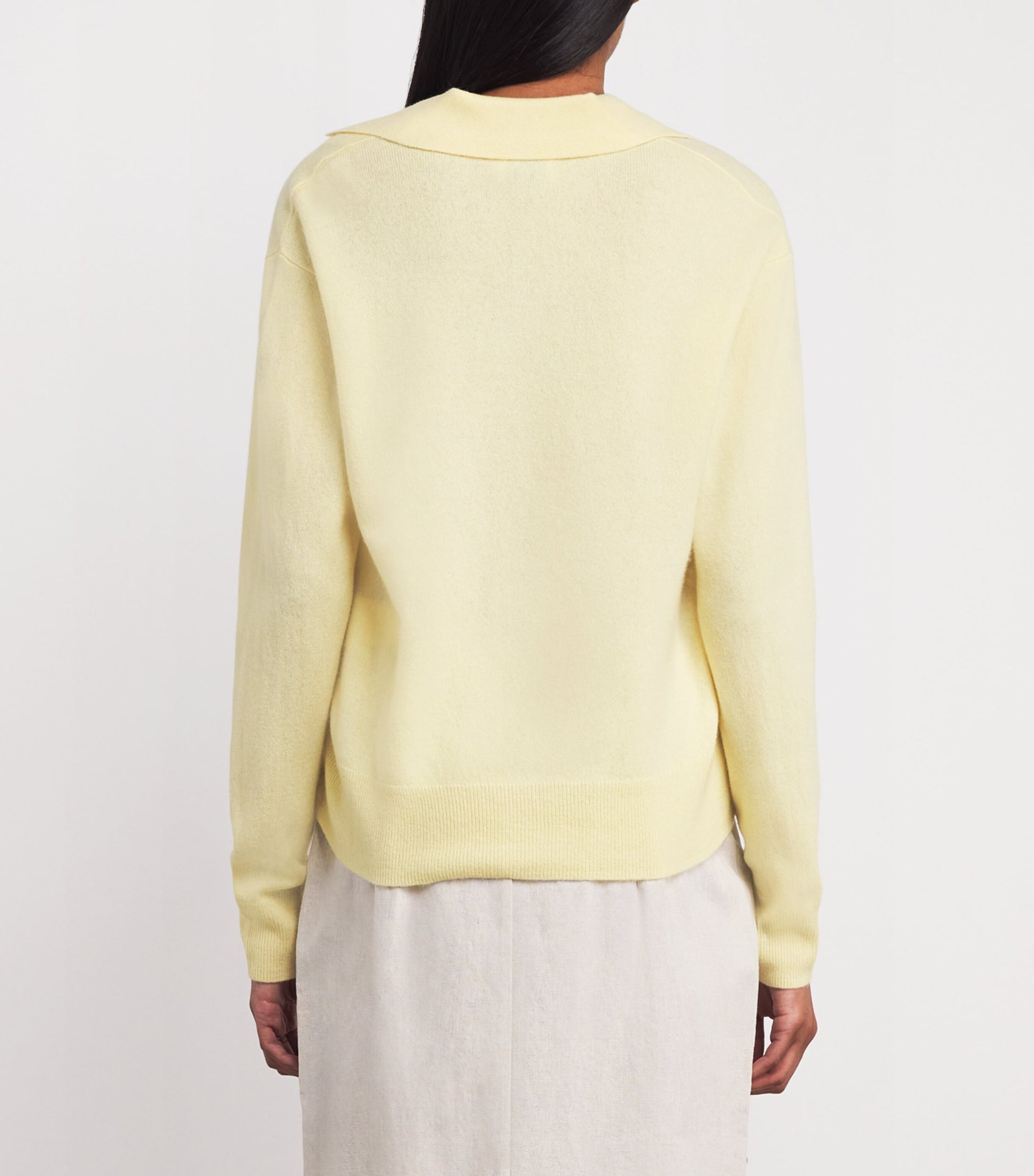 Claudie Pierlot Yellow Wool-Cashmere Polo Sweater
