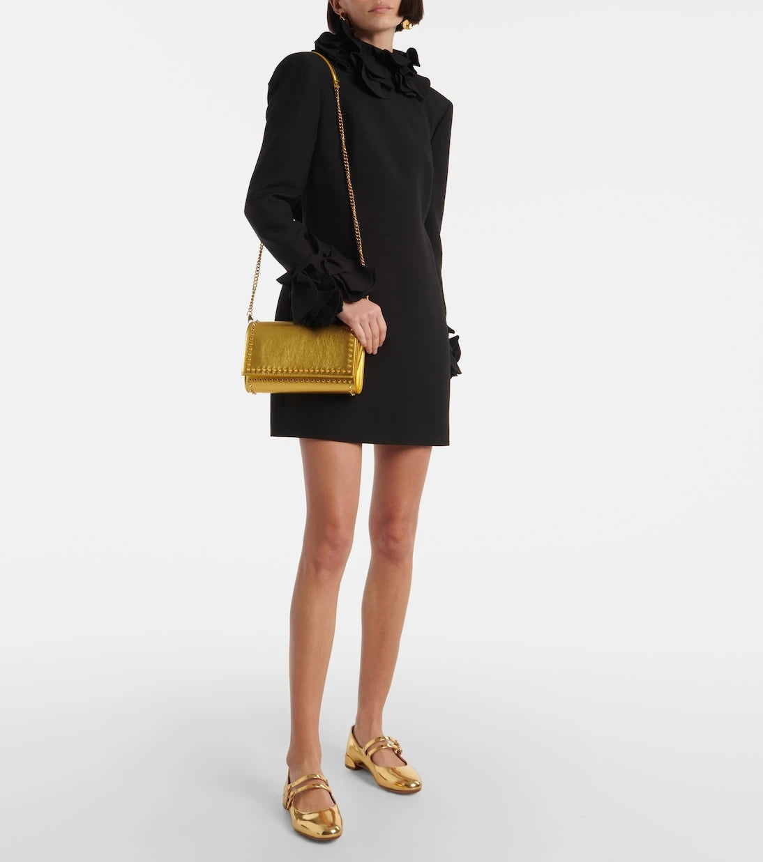 Christian Louboutin - Paloma spiked metallic leather clutch