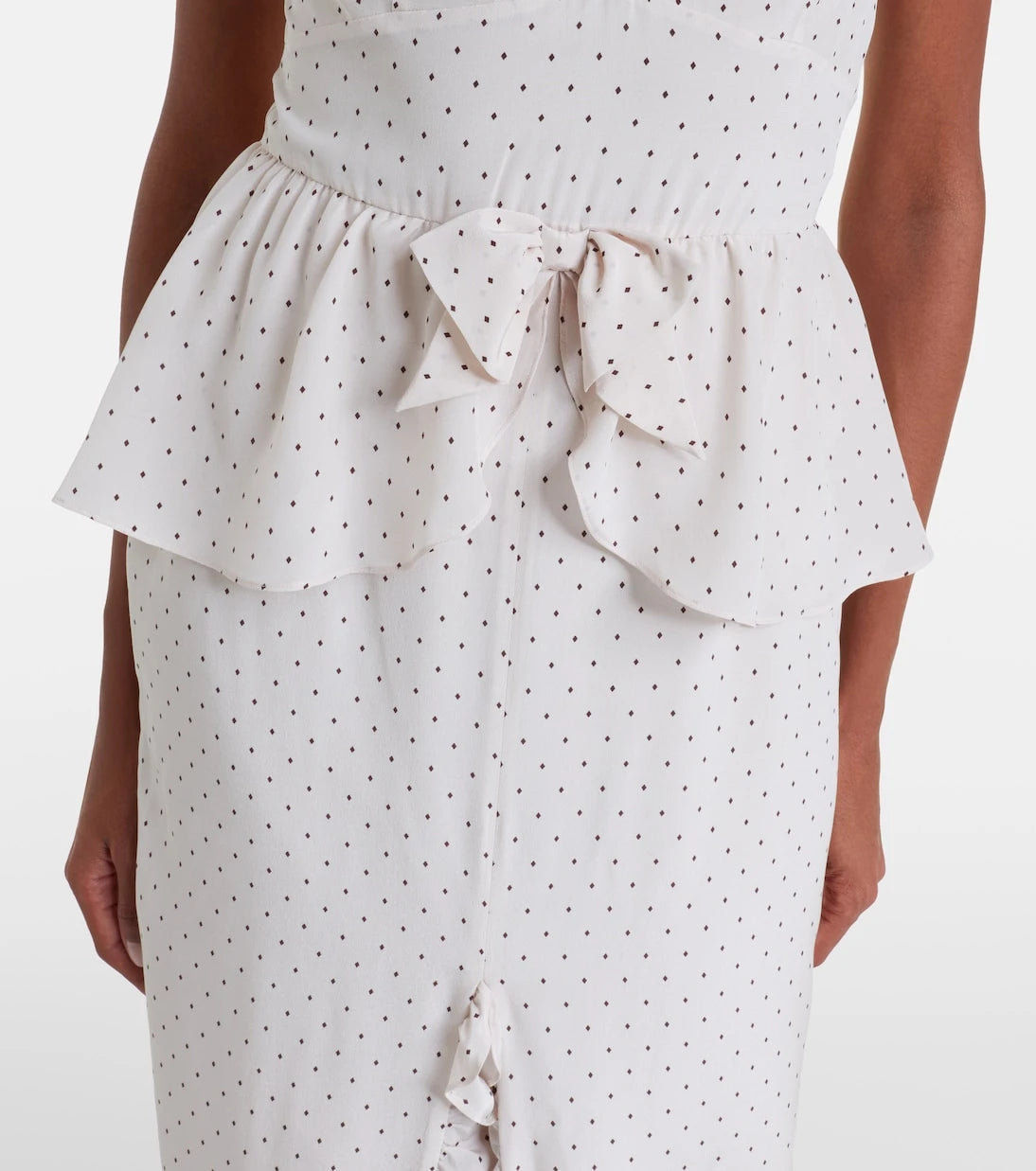 Alessandra Rich - Polka-dot peplum silk midi dress