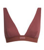 Stretch-Cotton Ribbed Plunge Bralette REDWOOD