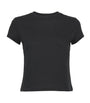 Skims Black Cotton-Blend Shrunken T-Shirt