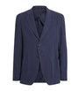 Emporio Armani Blue Linen Single-Breasted Blazer