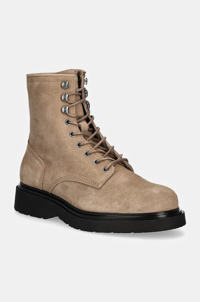 Велурени обувки Calvin Klein LACE UP BOOT W/ ZIP SUEDE