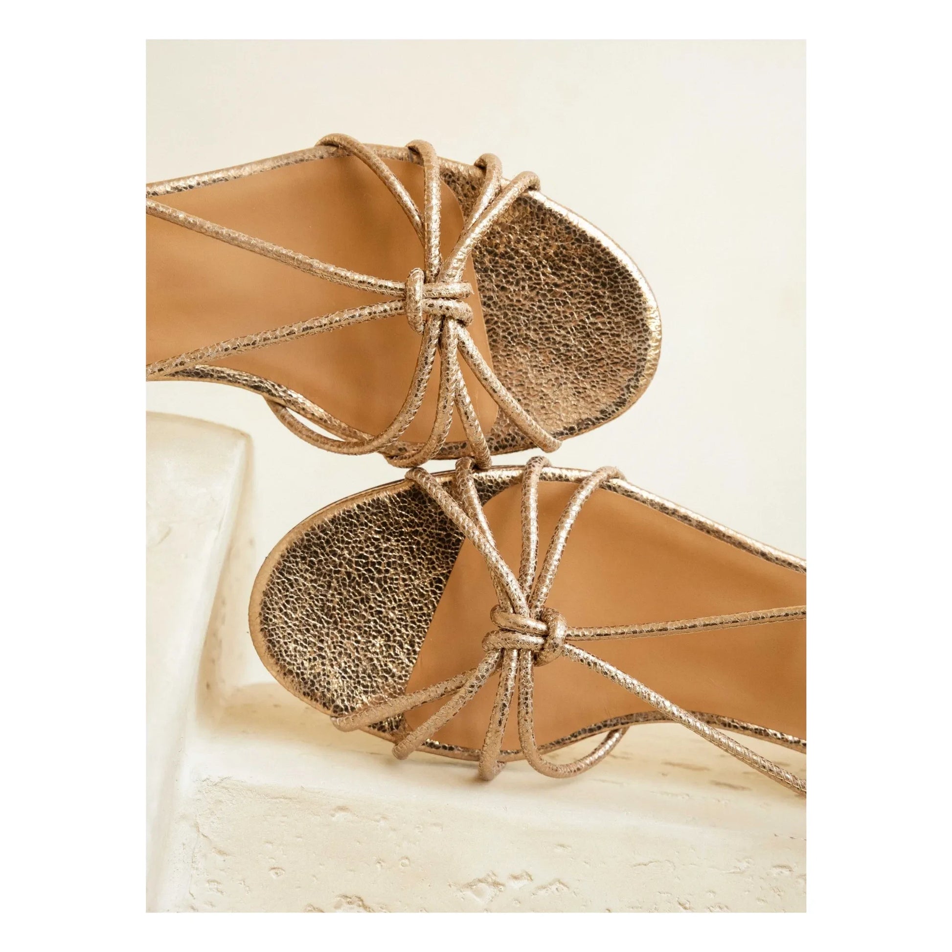 Bobbies - Tara Lamé Leather Sandals | Gold