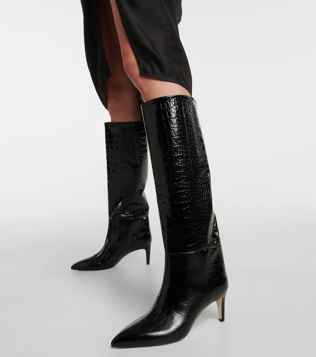 Paris Texas - Croc-effect leather knee-high boots
