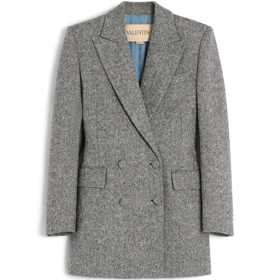 Valentino White Virgin Wool-Blend Pea Coat