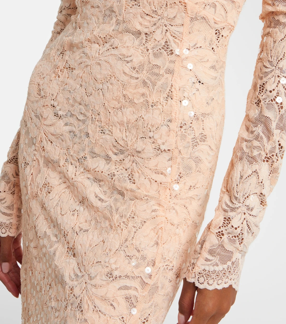 Rabanne - Sequined off-shoulder lace midi dress