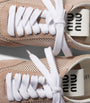 Nude Suede and Mesh Plume Sneakers