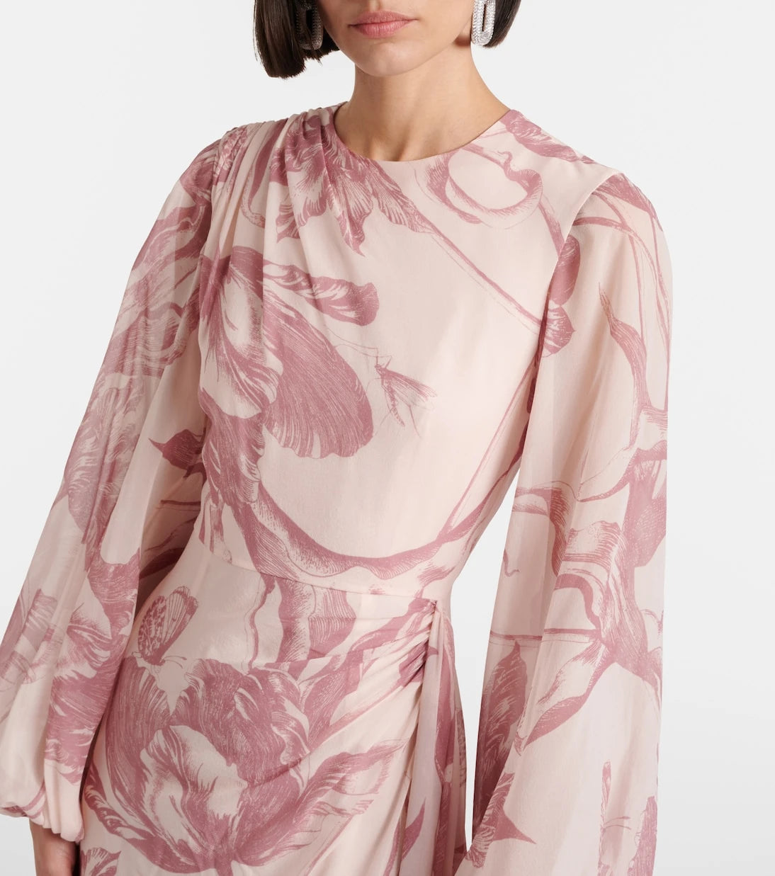Erdem - Draped floral silk voile gown