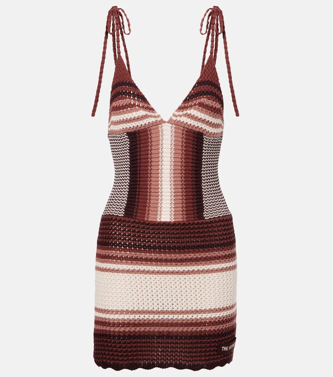 The Attico - Crochet striped cotton minidress
