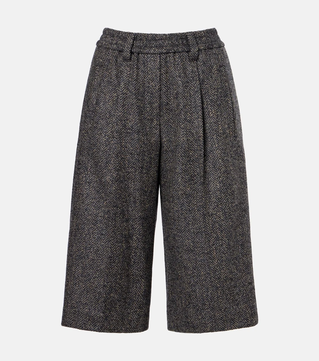 Brunello Cucinelli - Herringbone wool-blend shorts