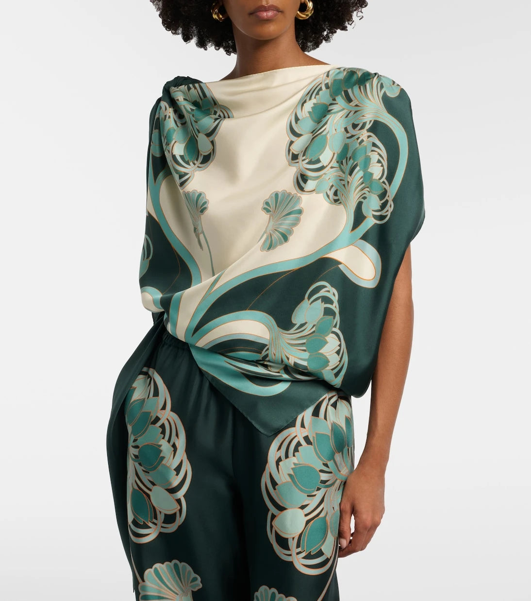 La DoubleJ - Full-On printed silk twill top