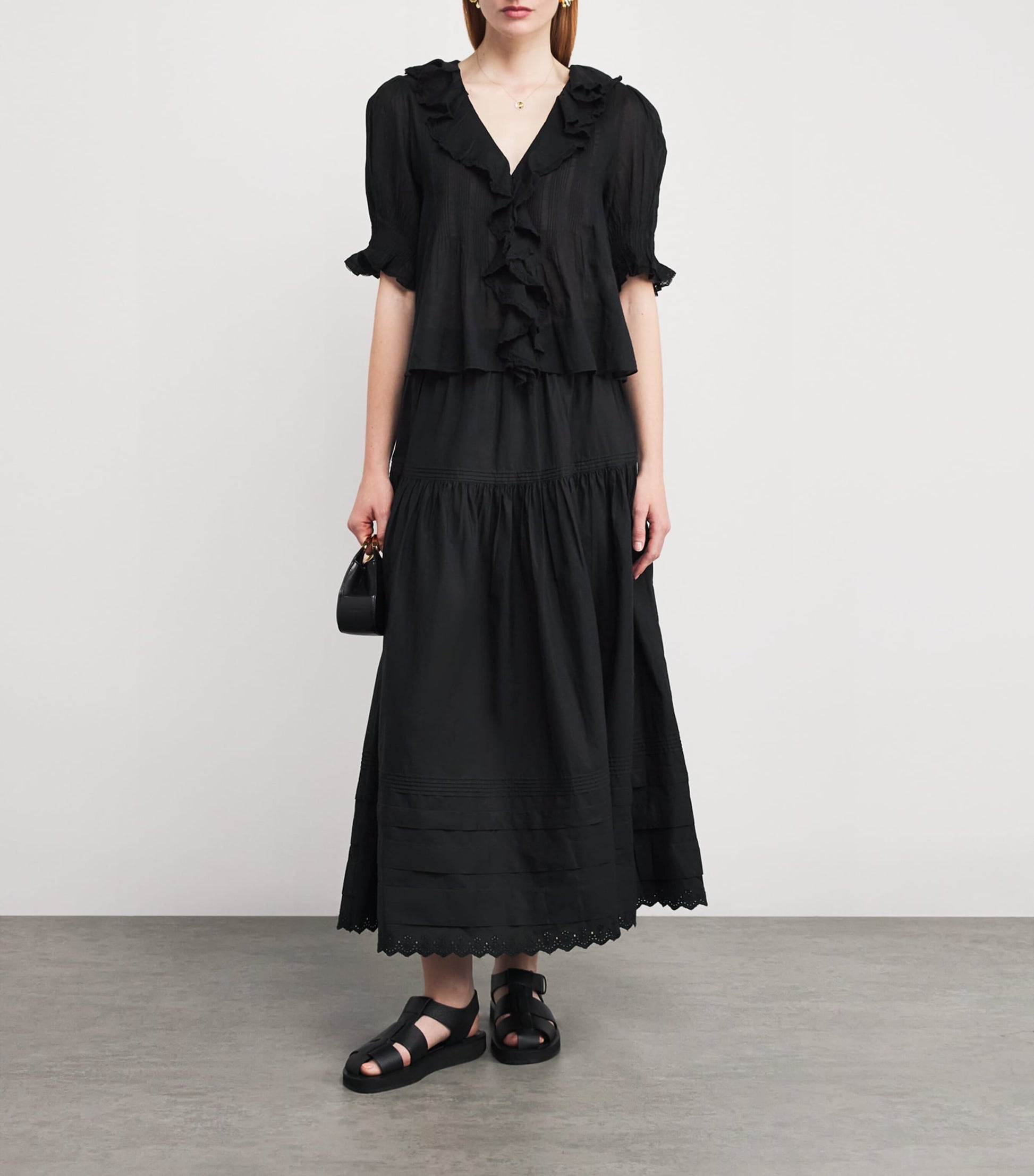 DÔEN Black Organic Cotton Henri Blouse