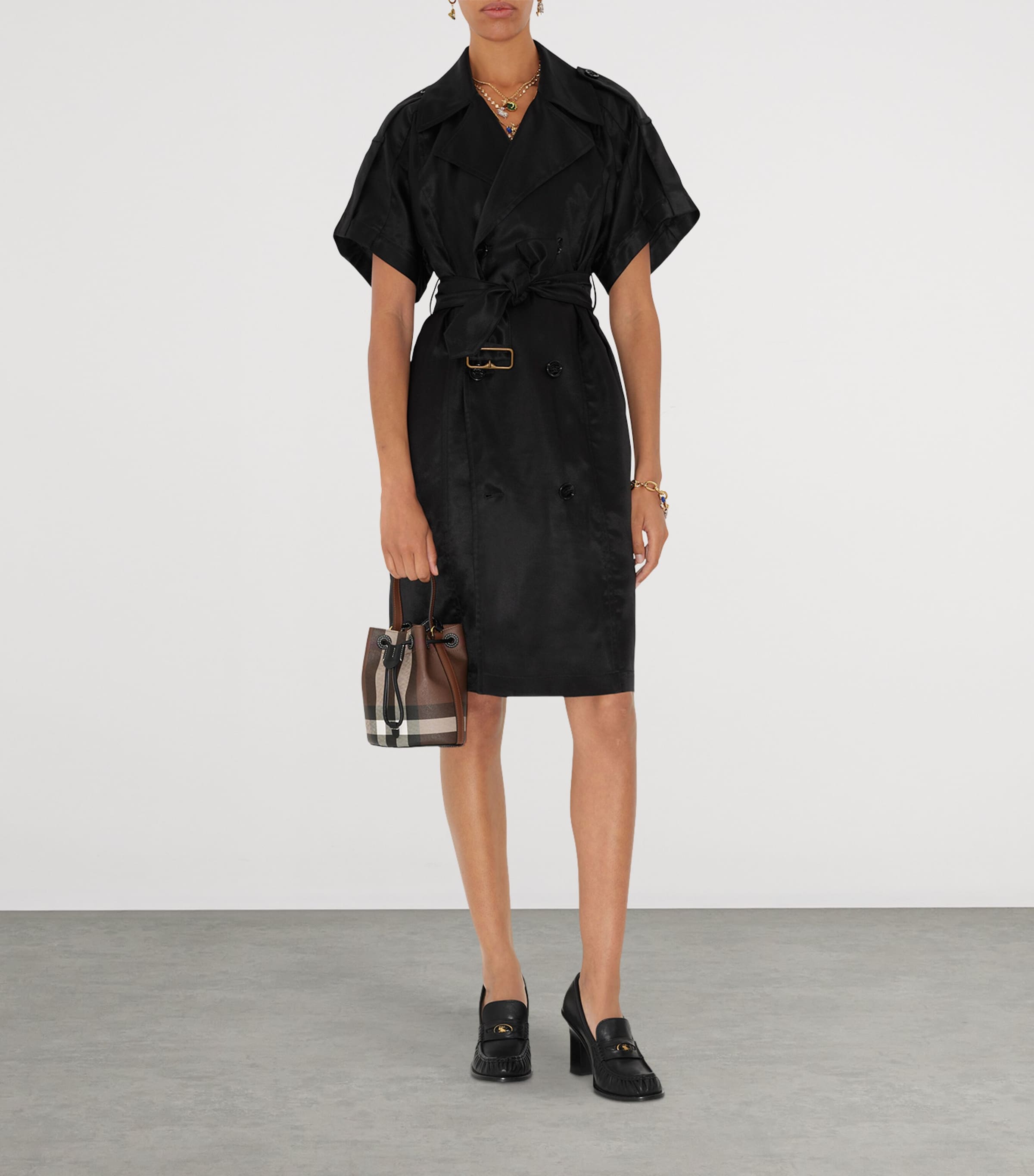 Burberry Brown Mini Check Bucket Bag