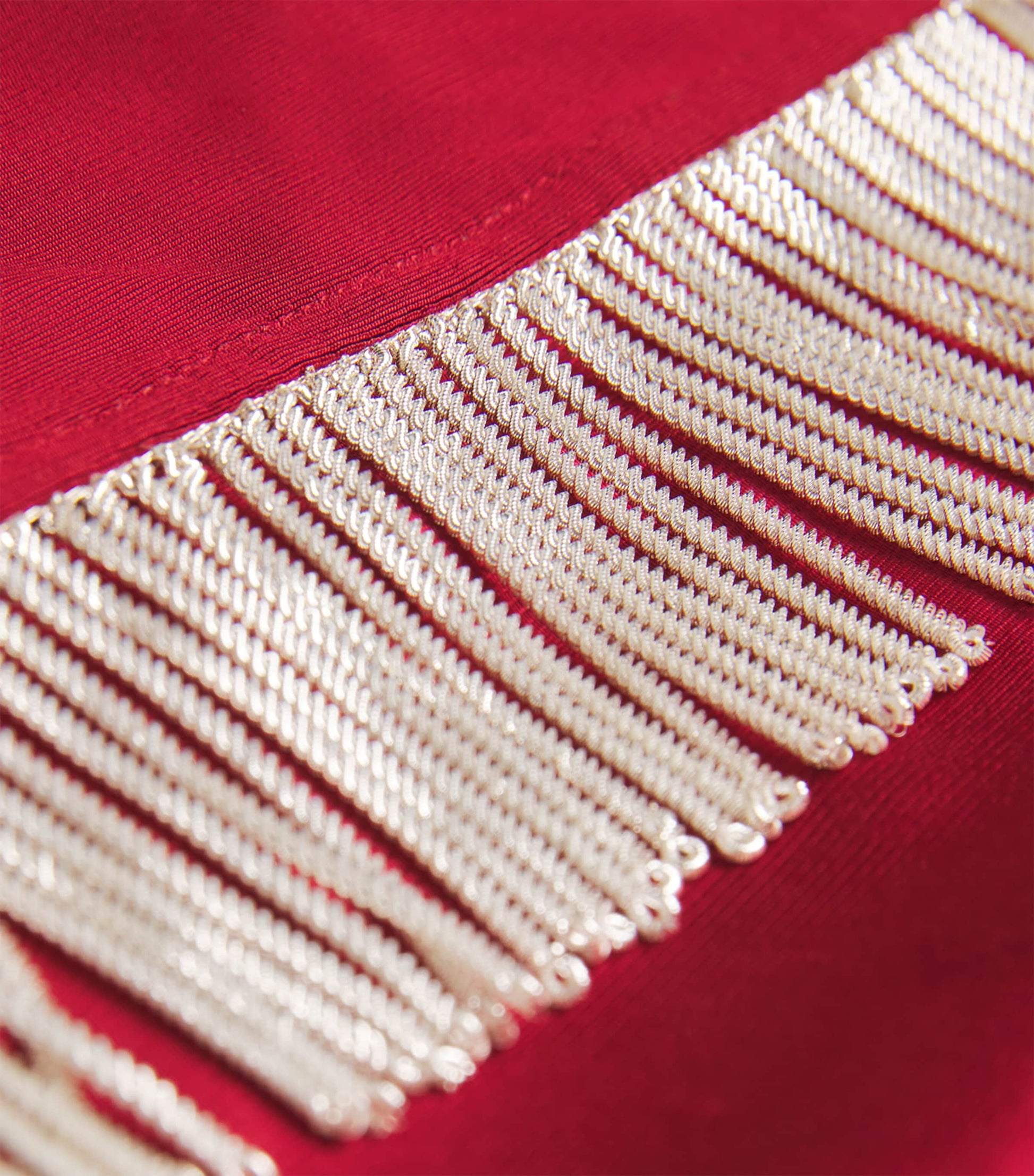 Paco Rabanne Red Tasselled Ring-Gathered Midi Dress