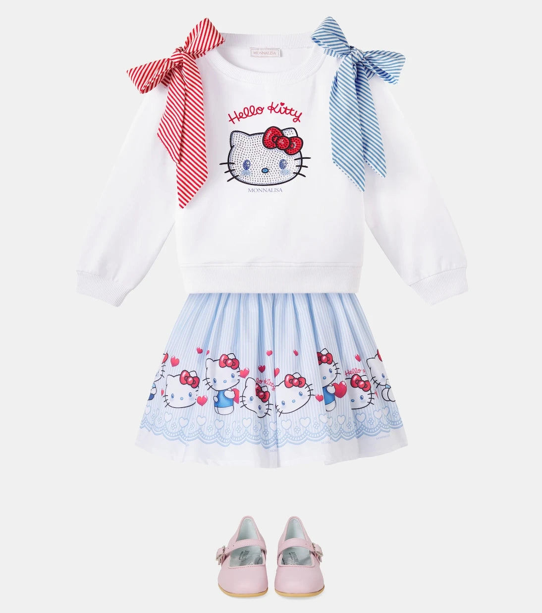 Monnalisa - سويتشيرت بتفاصيل فيونكة Hello Kitty