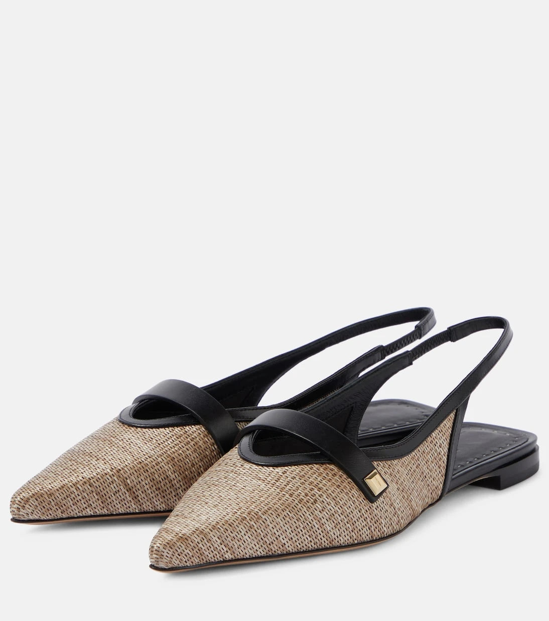 Max Mara - Leather-trimmed slingback flats