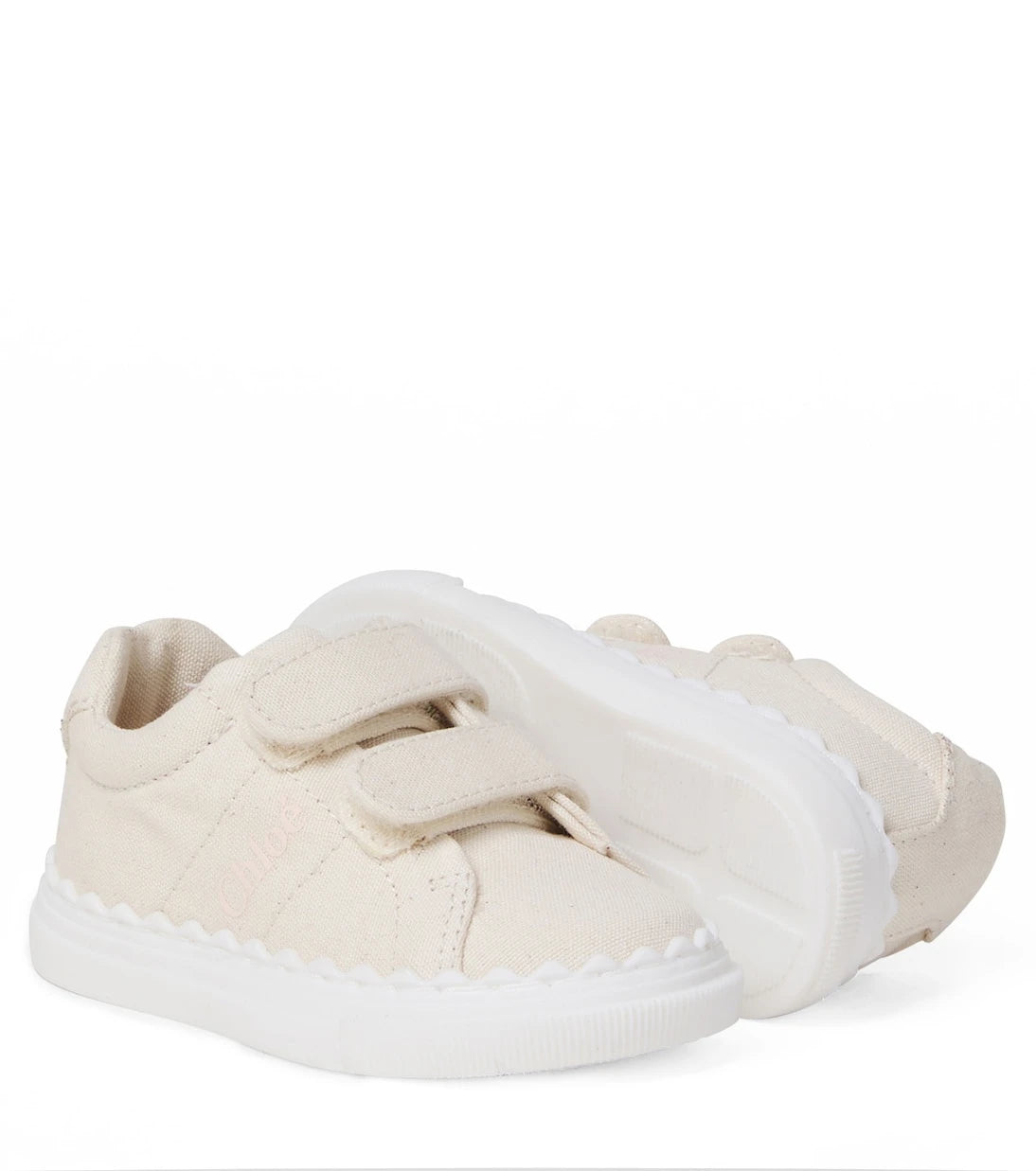 Chloé Kids - Baby logo scalloped canvas sneakers