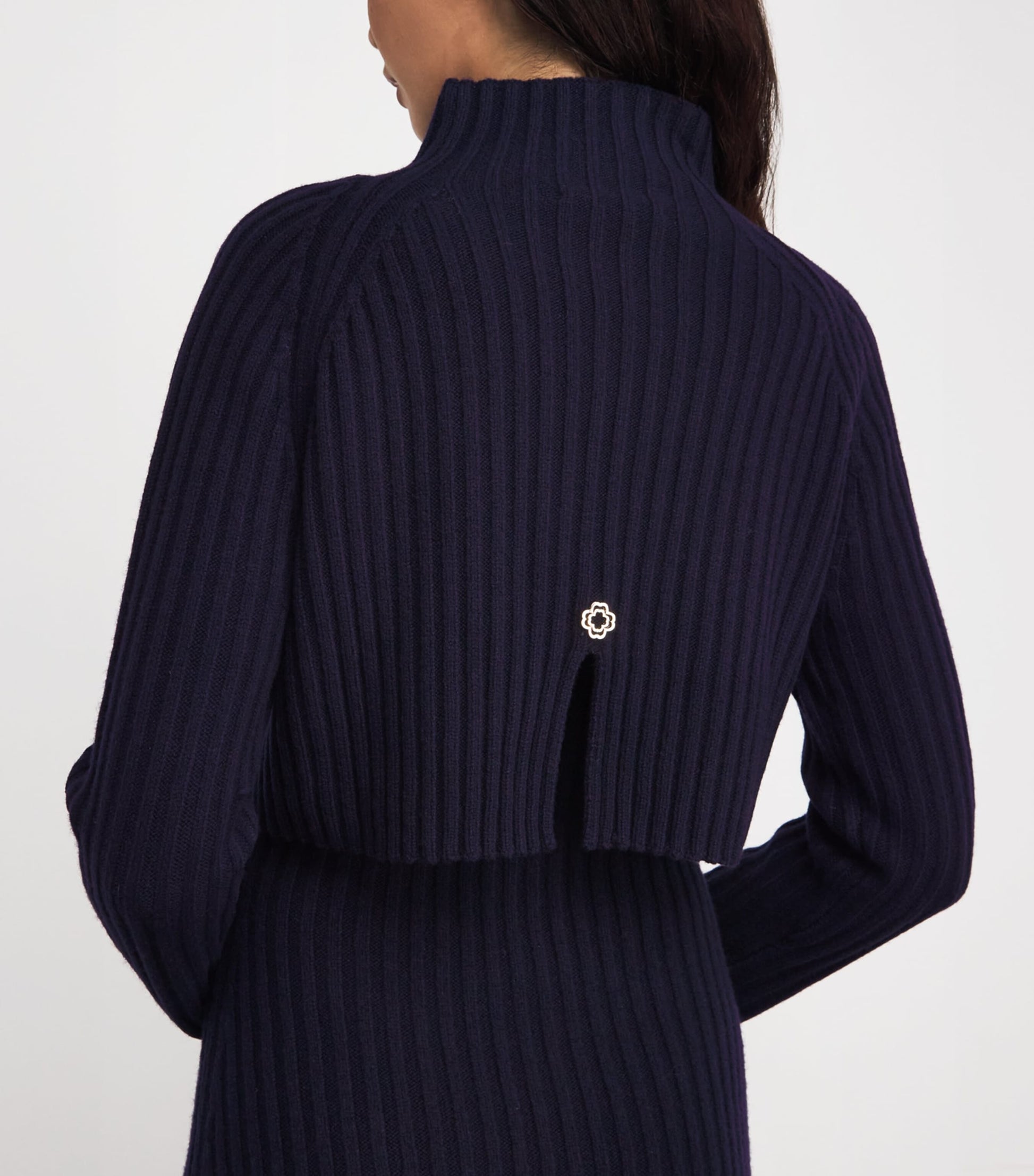 Wool Ribbed Maxi Dress NAVY