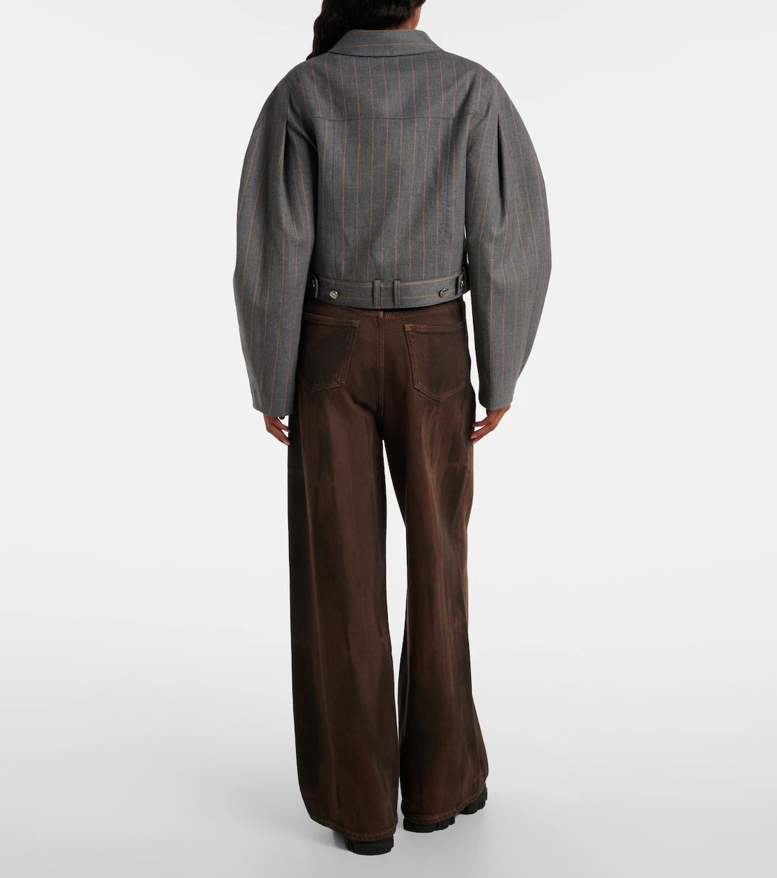 Ganni - Pinstripe cropped jacket