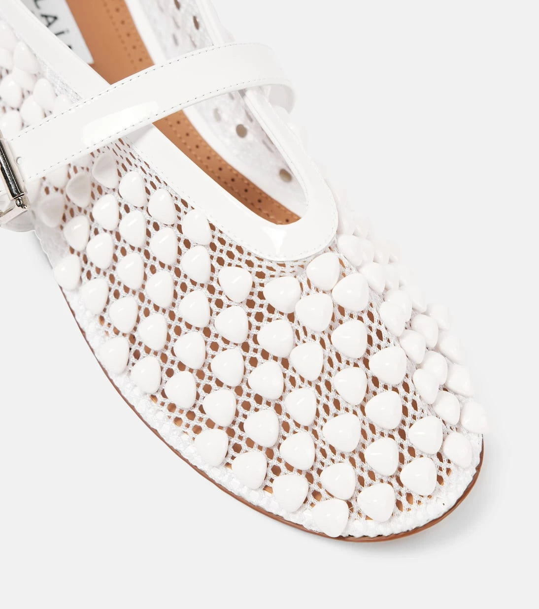 Alaïa - Studded leather-trimmed mesh ballet flats