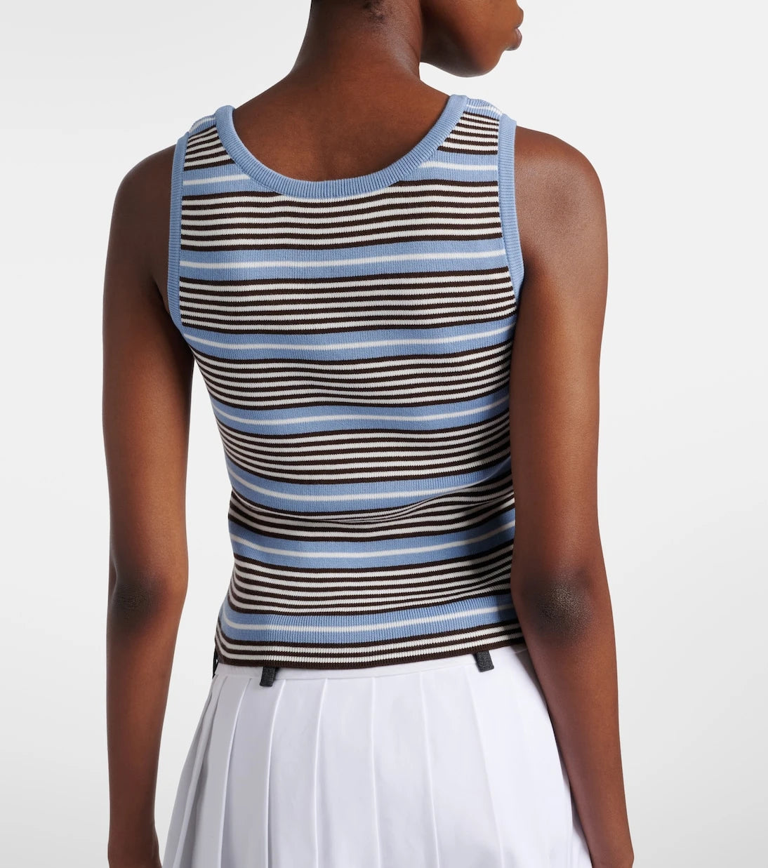 Prada - Striped cotton-blend tank top