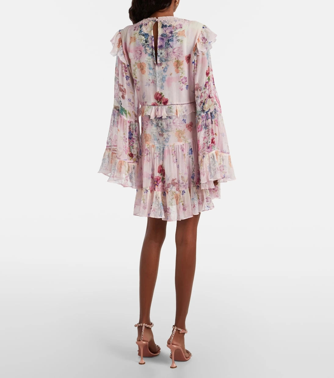Camilla - Embellished floral silk chiffon minidress