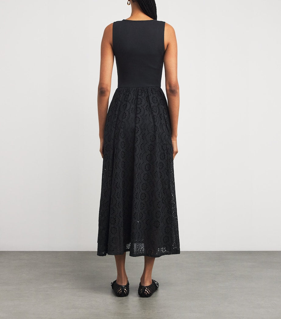 PAIGE Black Cotton Morel Maxi Dress