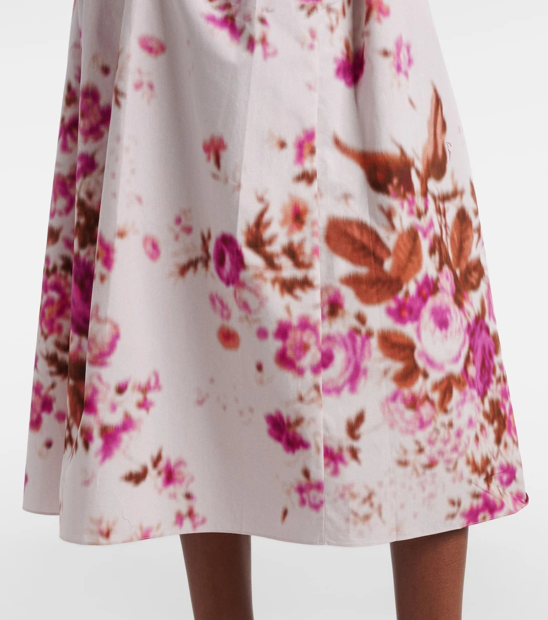 Erdem - Floral cotton poplin midi skirt