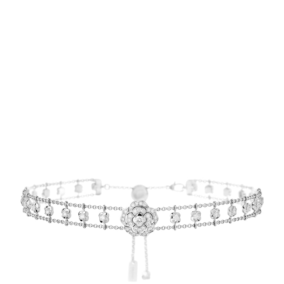 CHANEL White Gold and Diamond Bouton de Camélia Supple Choker