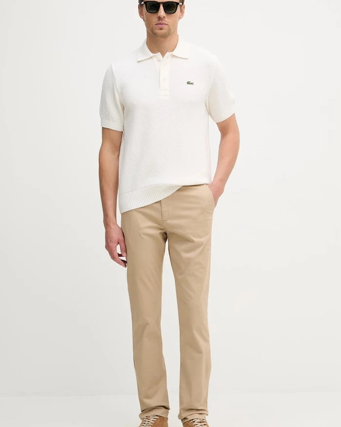 Lacoste erkek yün karışımlı yakalı örgü polo
