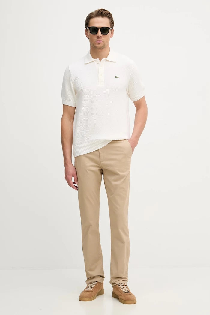 Lacoste erkek yün karışımlı yakalı örgü polo
