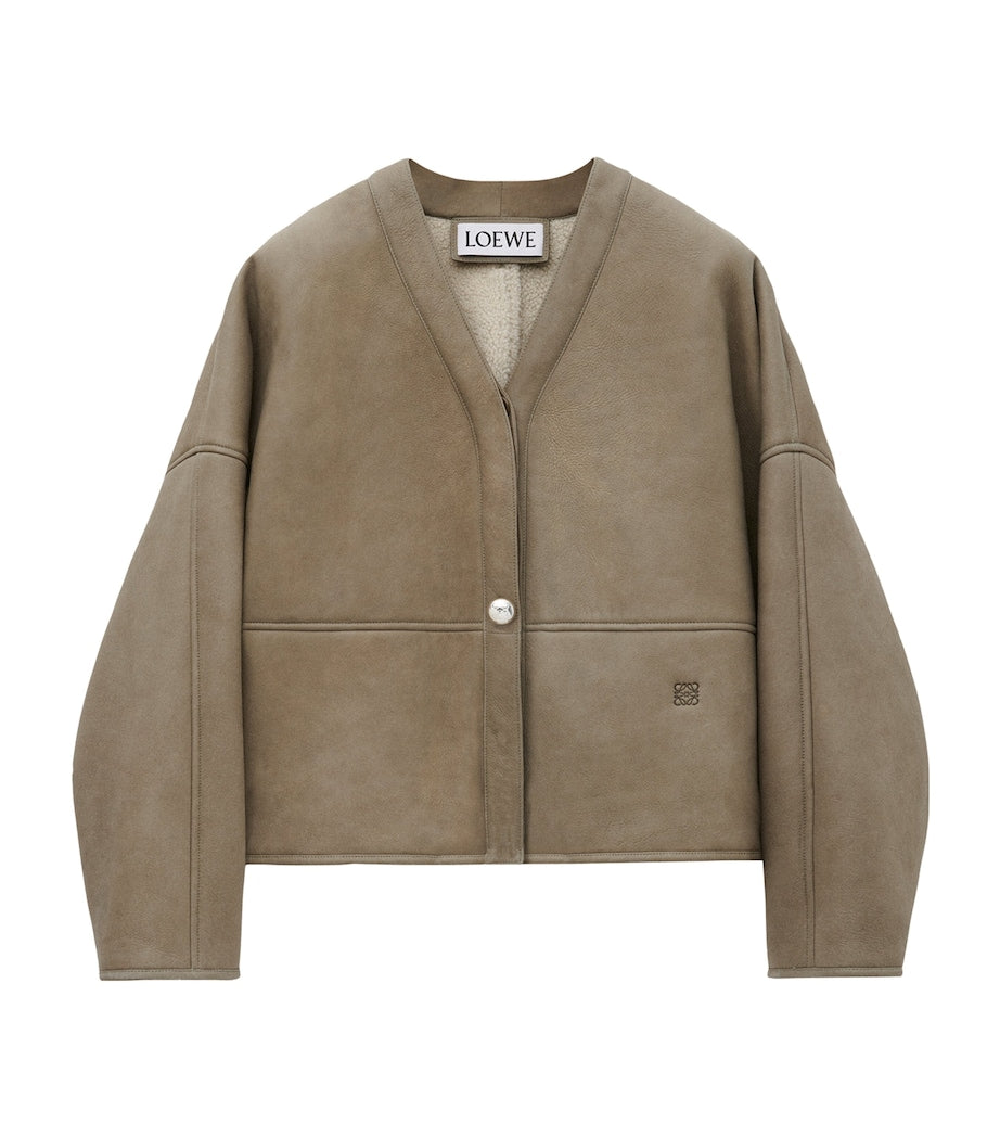 Green Shearling Cardigan